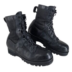 Wellco Combat Tactical Boots Wide Mens 7 Womens 8.5 Black Leather Vibram Sole